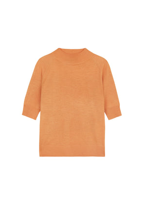 Tulsi, tangerine silk knit top
