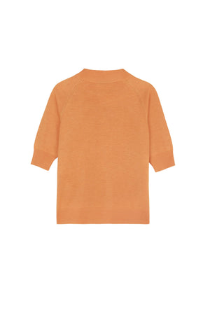 Tulsi, tangerine silk knit top