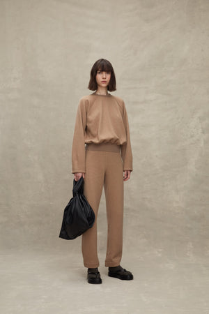 York, camel wool and cashmere top